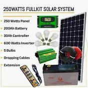 Solarmax 250 Watts Solar Panel Special All Weather Fullkit plus 200AH Battery plus 600Watts Solar Inverter plus 30 Ah Charge Controller plus 5 Bulbs plus Dropping Cable EXTENSIONS (1) 1749023620